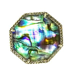 JUDITH JACK Sterling Silver Abalon Shell Doublet & Marcasite Ring Sz 6.5